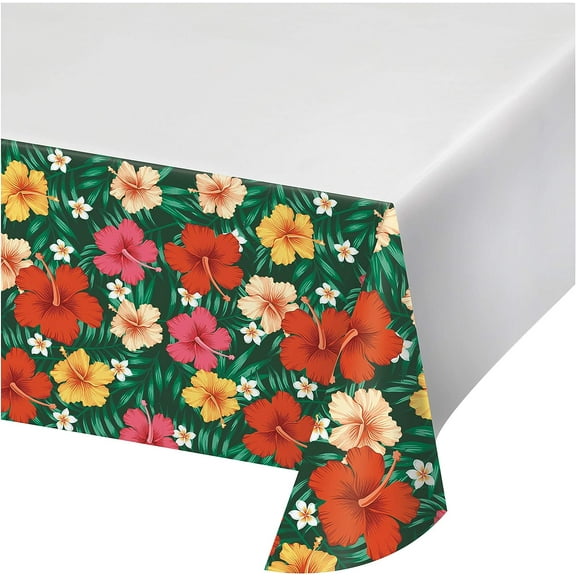 Tropical Flowers Floral Beach Summer Luau Party Decoration Plastic Tablecover