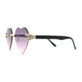 thumbnail image 3 of Womens Rimless Rhinestone Jewel Heart Shape Luxury Sunglasses Gold - Purple, 3 of 4