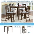 thumbnail image 2 of GZXS 5-Piece Dining Room Set, 34.5" Square Table and 4 Slat-Back Padded Chairs with Footrest for Home Kitchen Furniture, Dinettes, Walnut, 2 of 9