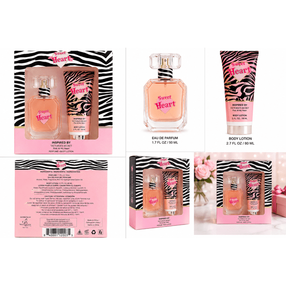 Sweet Heart Women’s 2-Piece Fragrance Gift Set, Eau de Parfum 1.7 fl oz & Body Lotion 2.7 fl oz