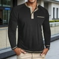 thumbnail image 2 of KHONTS Men's Henley Shirts Long Sleeve Casual T Shirts Basic Classic Vintage Cotton Tee Shirts Button Shirts with Pockets Black L, 2 of 7