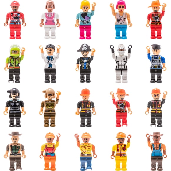 20 minifiguras de juguete: juego para rellenos de calcetines navideños, regalos navideños para niños, surtido de figuras para niños y niñas, regalos para fiestas de cumpleaños, minifiguras, figuras de