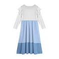 thumbnail image 4 of Abcomgle Girls Maxi Dresses 7-16 A-Line Ruffle Long Sleeve Maxi Dress Colorblock Crew Neck Sundresses Tiered Dresses with Pockets,Light Blue, 4 of 5
