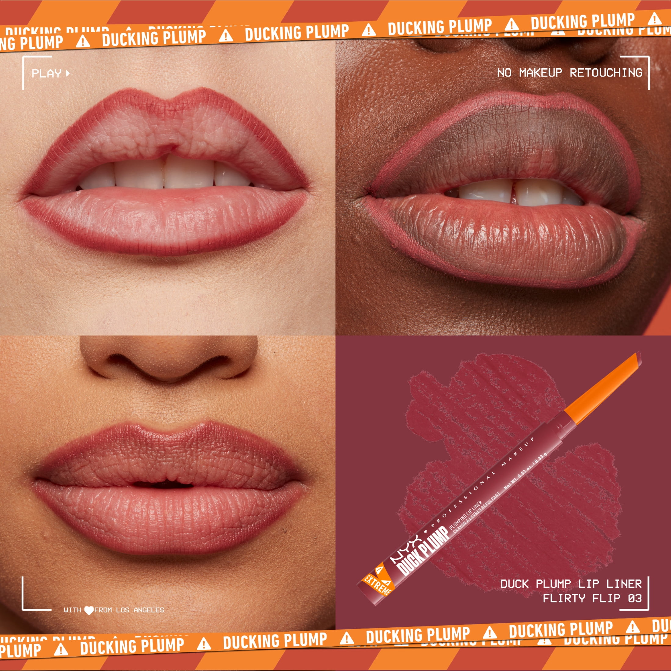 NYX Professional Makeup, Duck Plump Plumping Lip Liner Pencil, Flirty Flip, 0.01 oz