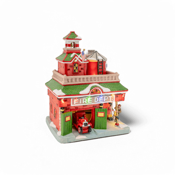 Vintage Fire Department Christmas Village
