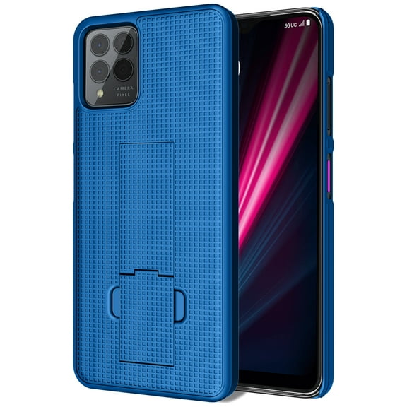 Case with Stand for T-Mobile REVVL 6X Pro 5G (2023) / REVVL 6 Pro 5G (2022), Nakedcellphone [Grid Texture] Slim Hard Shell Phone Protector Cover with Kickstand