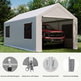 thumbnail image 4 of LAUSAINT HOME 12'x20' Carport, Heavy Duty Car Canopy with Roll-up Windows, Garage Storage Tent Shelter with Removable Sidewalls & Doors, for Boat, Car, Truck, Gray, 4 of 11