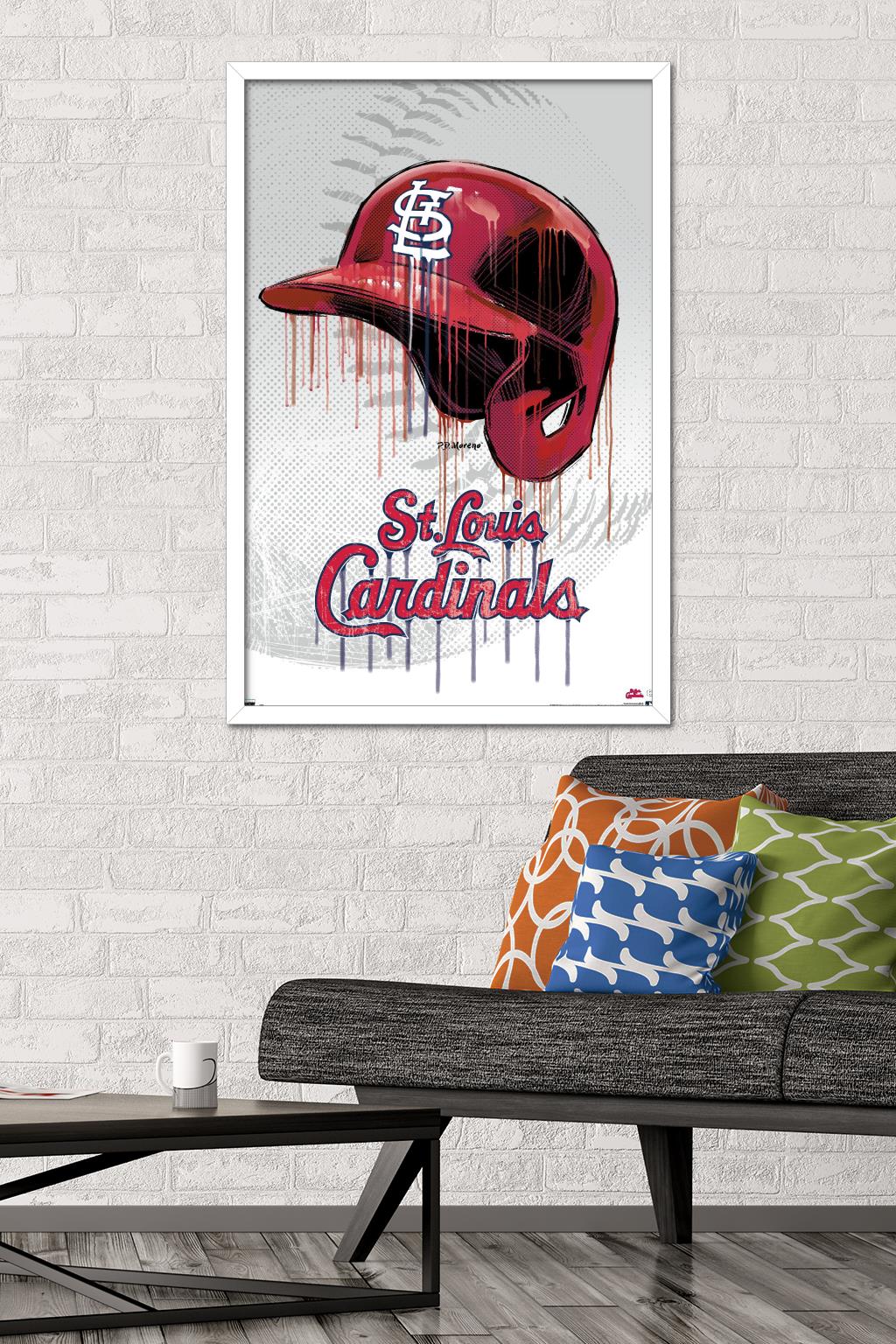 MLB St. Louis Cardinals - Drip Helmet 20 Wall Poster, 22.375" x 34", Framed