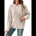 thumbnail image 2 of Sudadera Informal con Capucha y Bolsillo Frontal de Larga con Cordón para Mujer Crema S, 2 of 10