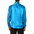 thumbnail image 3 of Lars Amadeus Men's Satin V Neck Long Sleeve Button Down Slim Fit Dress Shirts, 3 of 6