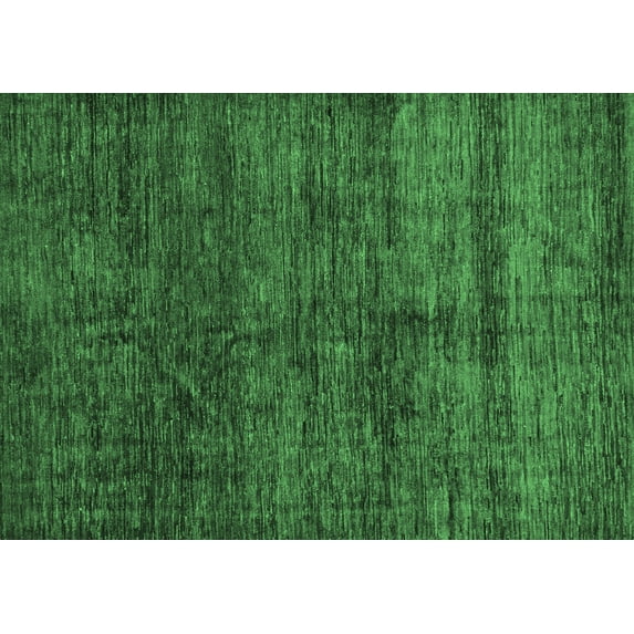 Ahgly Company Indoor Rectangle Abstract Emerald Green Modern Area Rugs, 2' x 5'