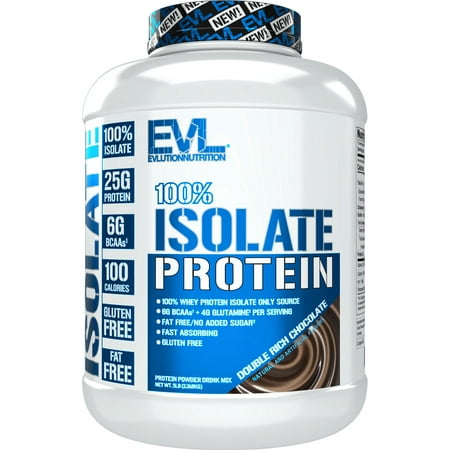 Whey Protein Powder 100% Isolate 25g - Evlution Nutrition Whey Isolate Protein Powder 5 LB - No Sugar Added, Low Carb Gluten Free - EVL Fast Absorbing Chocolate Protein Powder with BCAA
