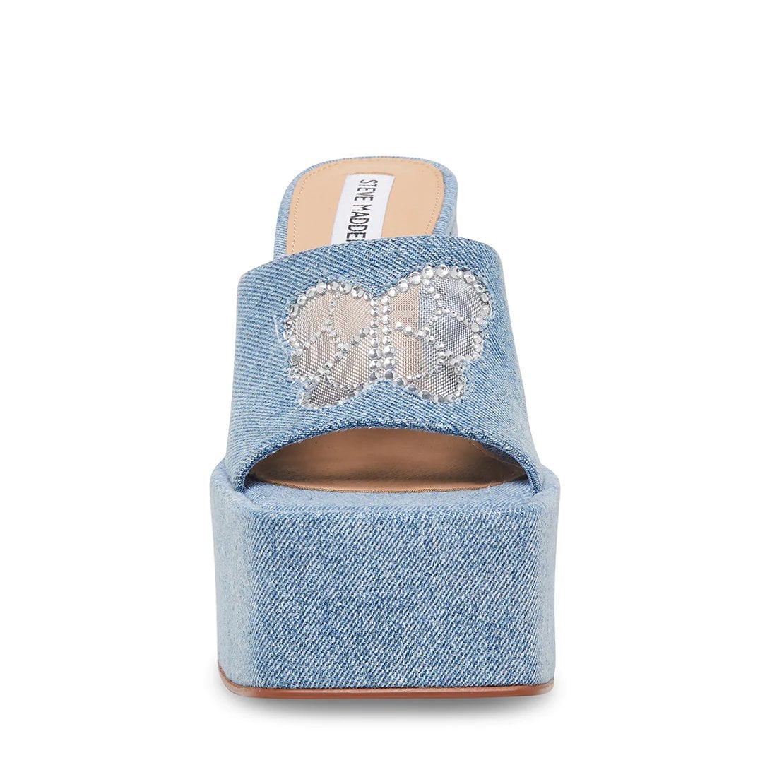 Steve Madden Tricks Denim Multi Block Heel Squared Toe Slip
