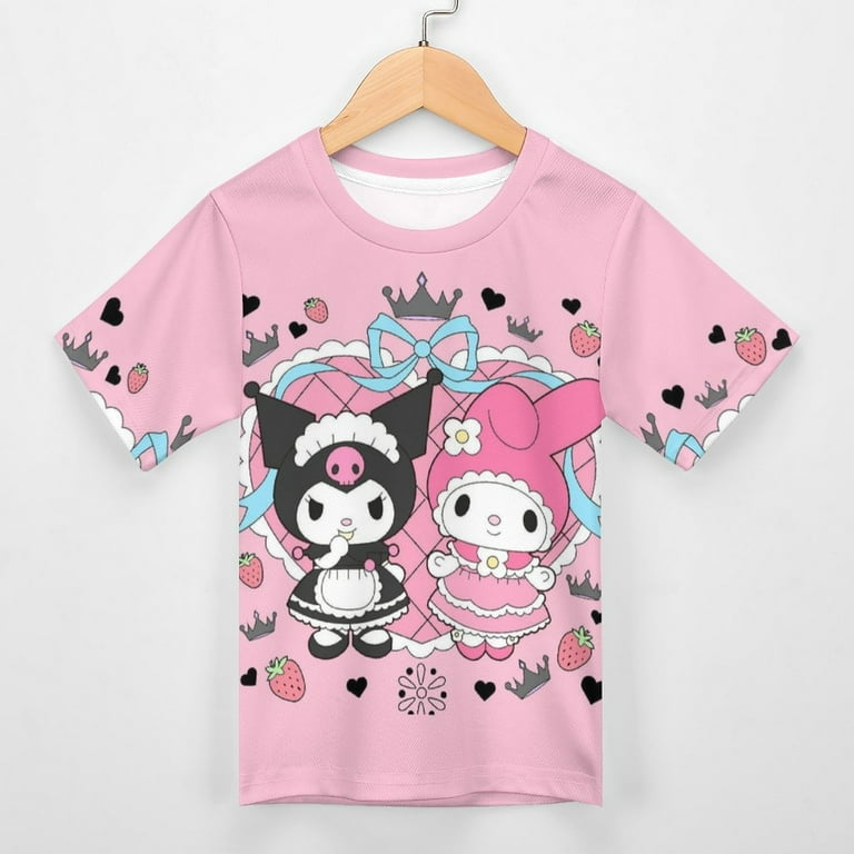 Kuromi & My Melody Unisex T-Shirt for Boys Girls Short Sleeve