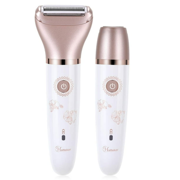 Maquinilla de afeitar eléctrica para mujeres, 2 en 1 Wet & Dry Lady Shaver para mujeres, portátil, impermeable, para bikini, depilación corporal para piernas, axilas, axilas, cara (oro rosa) Vhermosa