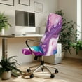 thumbnail image 3 of Renewold Marble Pink Teal Office Computer Chair Cover Anti-slip Protective Boss Rotating Office Chair Cover Desk Chair Protector Cover with Elastic Bottom, S, 3 of 7