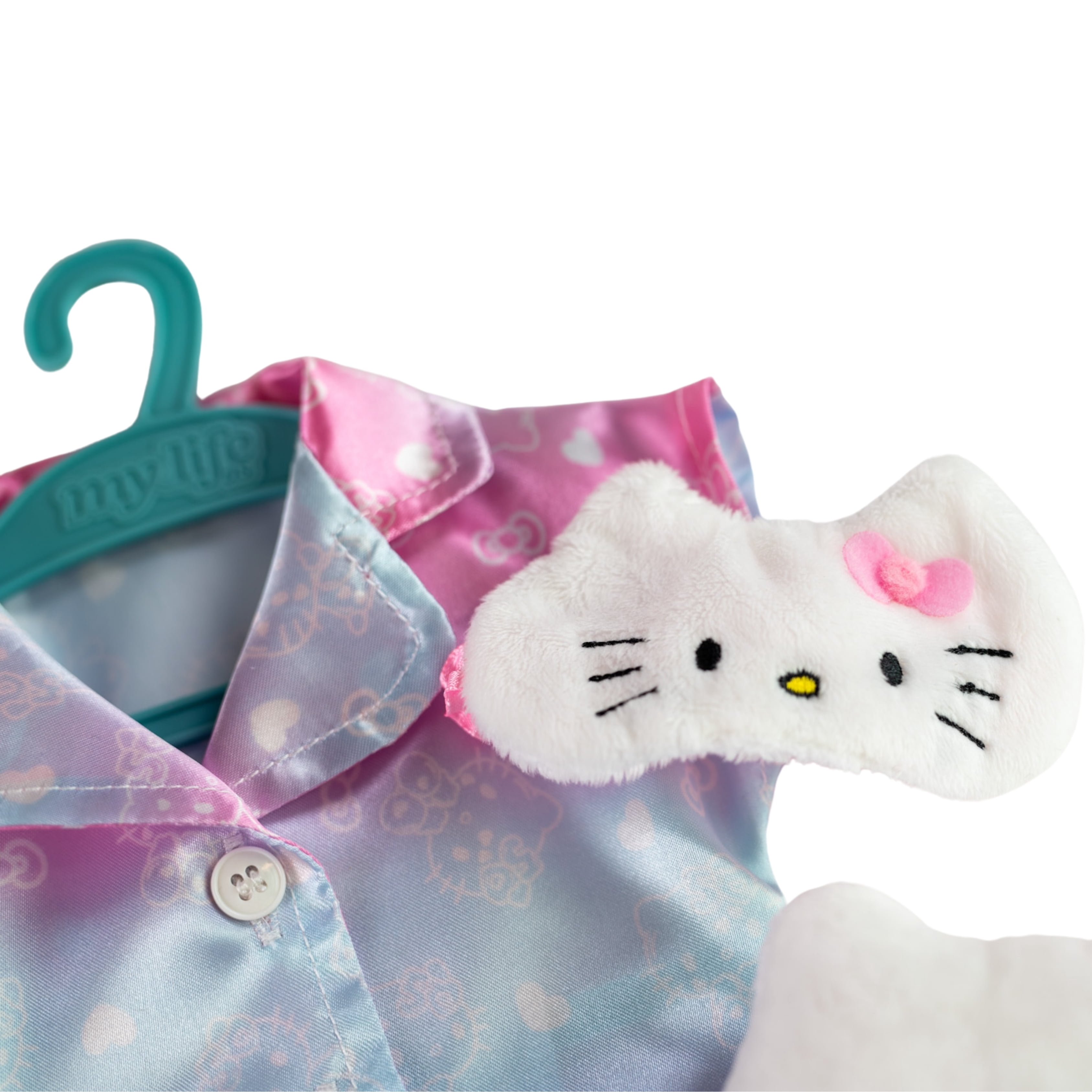 My Life As Hello Kitty PJ Fashion Set for 18" Dolls, 50th Anniversary, 6 Pieces, Pink-Blue-White Multicolor