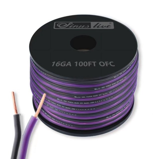 Cable de altavoz Sinus Live 16-18 AWG OFC 30,48 m morado/negro