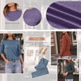 thumbnail image 3 of SUNBS Long Sleeve Shirts for Women Pleated Crew Neck Casual Fall Fashion Tops Loose Fit Clothes, Sizes S-2XL, 3 of 8