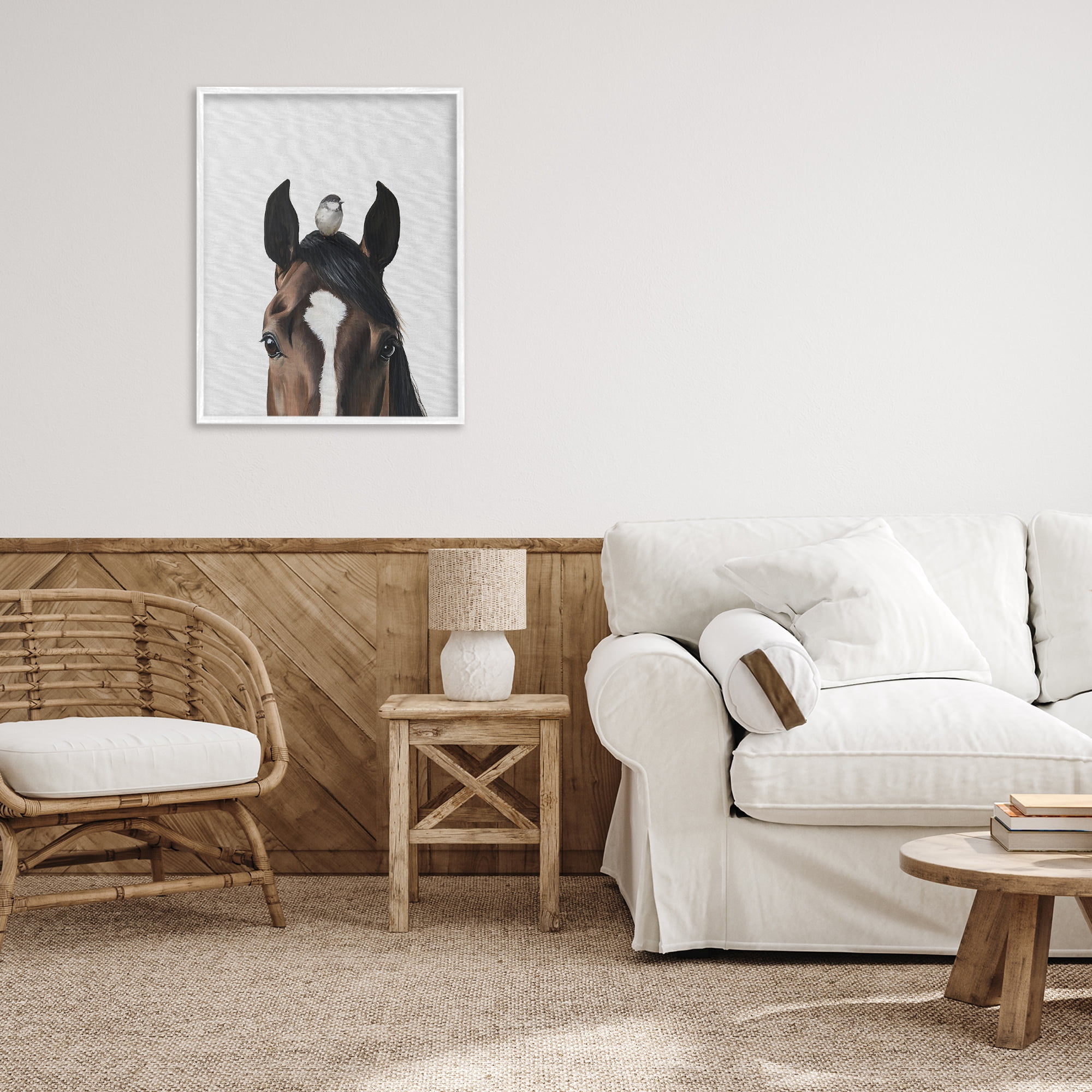 Stupell Industries Quiet Companion Horse & Bird White Framed Giclee Art, design by Svetlana Aleynikova