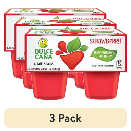 (3 pack) Dulce Cana Gelatin Snack Strawberry, 4pack / 3.8oz