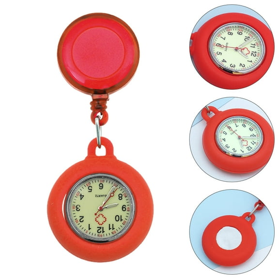 STRANDCHIC Nursing Fob Watch for Women, Red Plastic Quartz, Medical Clip-On Timepiece, 1 Pack