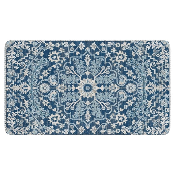 Retro Blue Boho Welcome Doormat for Indoor/Outdoor Entrance Retro Blue Boho Decoration Door Mat Kitchen Door Mat Bedroom Doormat 17x30 Inch