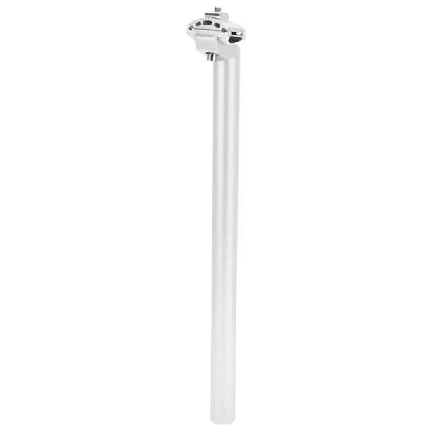 Postes de asiento de bicicleta 28.6x450mm Poste de sillín de bicicleta tubo de asiento aleación de aluminio tono plateado ajustable con clip de fijación
