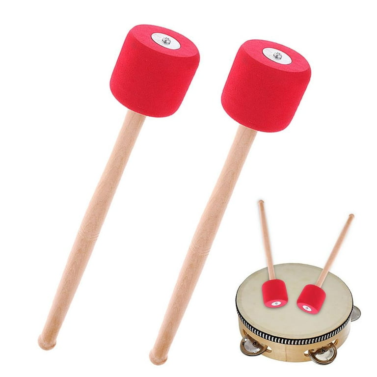  AUEAR, 2 Pack Bass Drum Mallets Sticks Red Foam