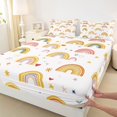 thumbnail image 3 of Feelyou Orange Rainbow Child Twin Sheet Sets, Stars Love Heart Bedding, 3pcs, 3 of 7