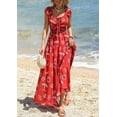 thumbnail image 4 of PRETTYGARDEN Women's Boho Maxi Dress Summer Cap Sleeve Long Flowy Beach Vacation Floral Sundresses Spring Resort Wear, 4 of 8