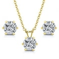 thumbnail image 3 of Gem Stone King 6.00 Ctw White CZ Two Set of Yellow and White Pendant and Earrings Jewelry Set with 18 inches Chain, 3 of 3