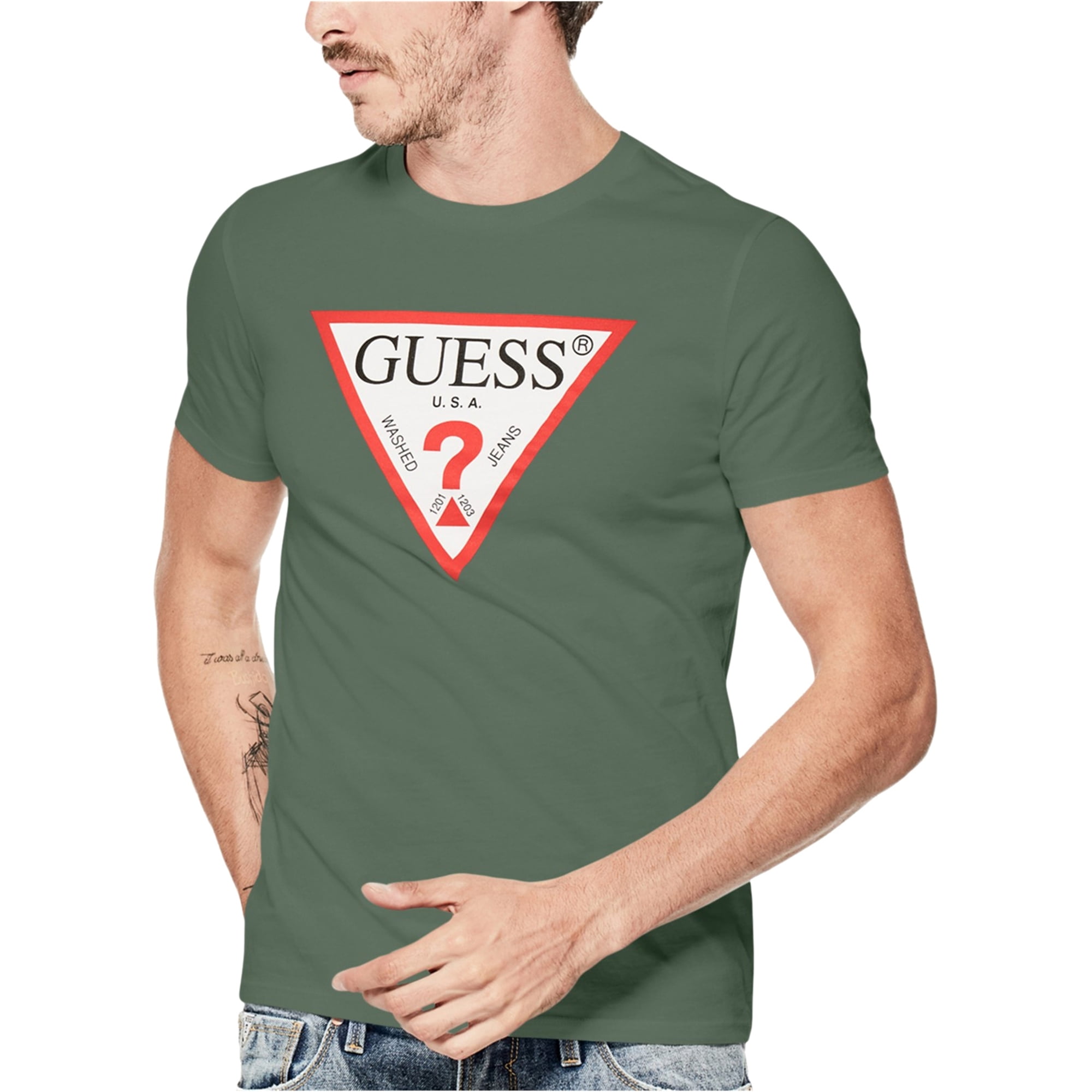 GUESS - Guess Mens Tri Logo Graphic T-Shirt - Walmart.com - Walmart.com