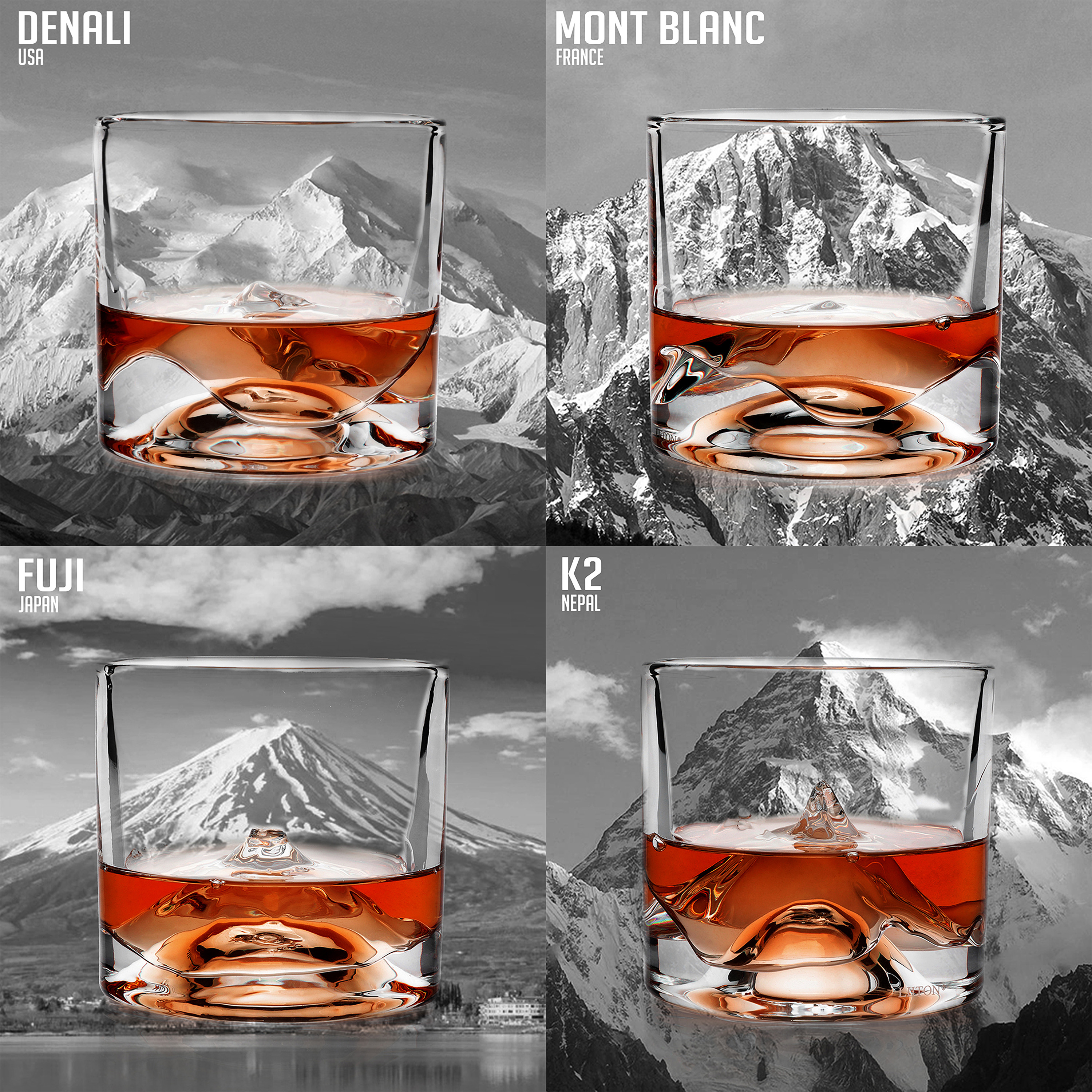 LIITON The Peaks Crystal Whiskey Decanter Set with Glasses