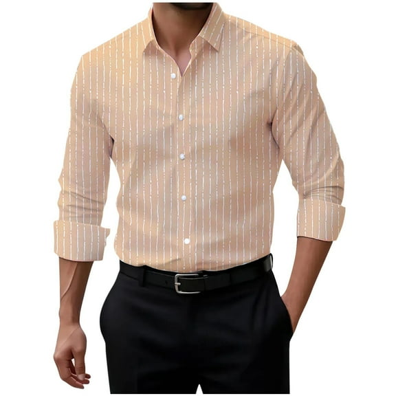 Sweatshirts for Men Men's Button Up Striped Shirts Long Sleeve Casual Button Down Regular Fit Untucked Dress Shirts