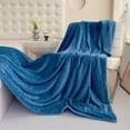 thumbnail image 1 of Frazada Manta polar azul oscuro de 150 x 200 cm, súper suave y cálida, para sofá cama, reversible, de franela (1 unidad) JASKFLY, 1 of 9