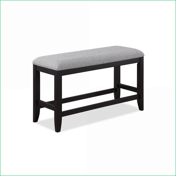 Counter Height Dining Bench for Kitchen/Dining, Transitional Dark Gray Fabric Upholstered Dark Gray Brown | Fabric | Brown