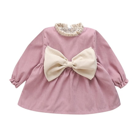 

KI-8jcuD 4T Dresses for Girls Kids Toddler Baby Girls Long Ruffled Sleeve Bowknot Patchwork Princess Dress Outfits Baby Clothes Dress Birthday Outfit Baby Girl Ballet Dress for Toddler Girls Pageant