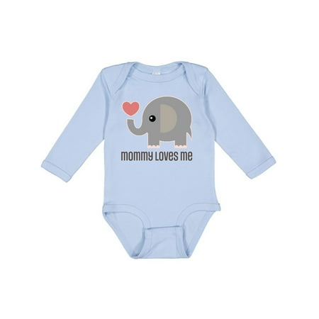 

Inktastic Mommy Loves Me elephant Boys or Girls Long Sleeve Baby Bodysuit