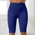 thumbnail image 6 of Women's Textured Yoga Shorts with Side Pockets, High Waist Tummy Control Workout Shorts with Peach Hip Lifting Design, Seamless Fitness Shorts for Women, Comfortable Tight Fit Exercise Shorts Navy, 6 of 7