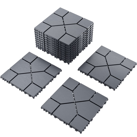 27pcs Plastic Interlocking Deck Tiles, 12"x12" Waterproof Patio Tiles for Indoor Outdoor Use, All-Weather Patio Floor Decking Tiles for Garden Lawn Porch Poolside Balcony
