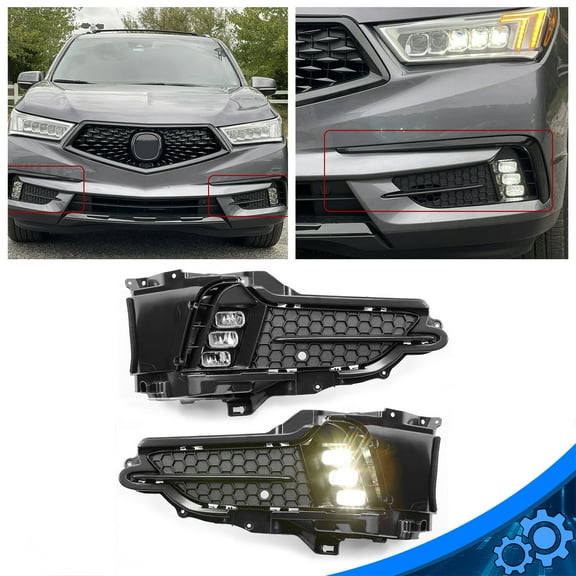 For 2017-2020 Acura MDX LED Clear Lens Fog Lights Lamps W/Cover Set Left & Right