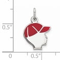 thumbnail image 2 of Beautiful Sterling Silver Rhod-plate Red Enamel Right Facing Boy Head Disc Charm, 2 of 2