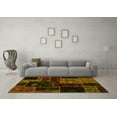 thumbnail image 3 of Ahgly Company Indoor Round Patchwork Yellow Transitional Area Rugs, 4' Round, 3 of 4