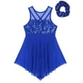 thumbnail image 3 of LiiYii Kids Girls Sequins Sleeveless High-Low Ballet Dance Dress Ballerina Gymnastics Leotard Dress Royal Blue 10, 3 of 5