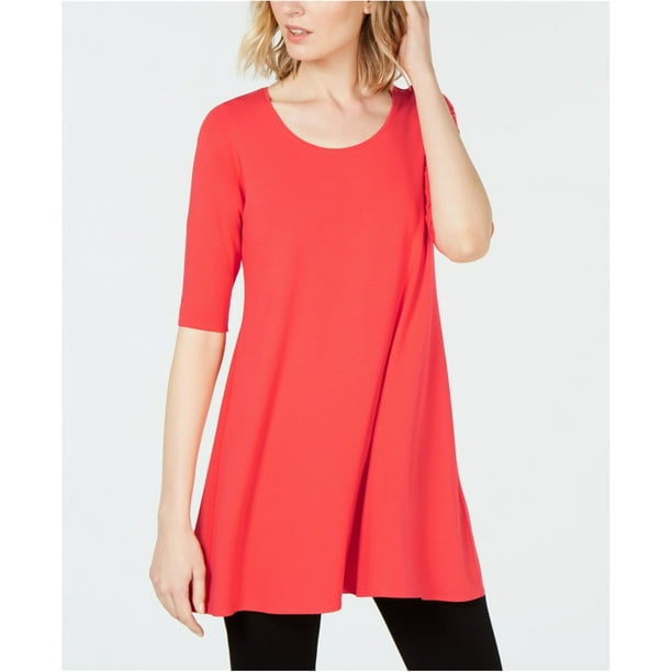 Eileen Fisher Blusa tipo túnica con manga al codo para mujer, rosa, pequeña Eileen Fisher Sayo