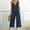 Navy, variant on Tbopshirt Women's 2 Piece Outfits 2PC Fashion Women's V-neck Solid Sleeveless Top + Loose Pocket Pants Suit Wide Leg Pants