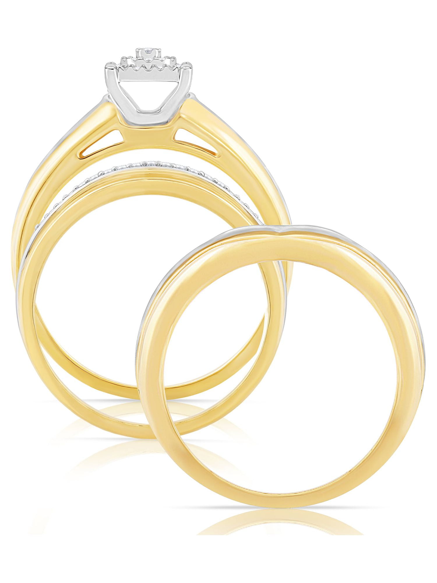 Forever Bride 1/5 Ct.T.W. Diamond Engagement Ring Trio Set, 14k Gold Sterling Silver