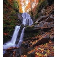 thumbnail image 3 of Outdoor Duvet Cover Set, Mountain Waterfall Autumnal Forest Fallen Leaves Moss Cascade Serene View, Decorative 3 Piece Bedding Set with 2 Pillow Shams, King Size, Orange Green Brown, by Ambesonne, 3 of 3
