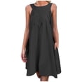 thumbnail image 1 of Pompotops Robe Sans Manches pour les Femmes Autour du Cou Robe Solide Robe Décontractée, 1 of 8